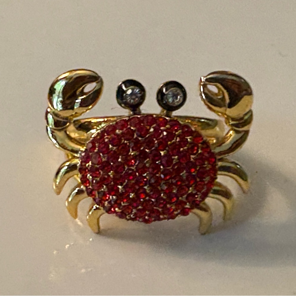 Fun Kate Spade Gold and Red Crab Ring